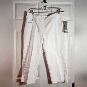 NWT Slim-Sation Stretchy White Pull On Tummy Control Capri Pants Slimming Sz 18